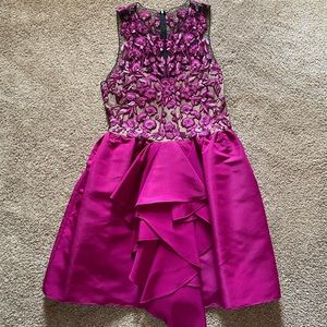 Marchesa magenta silk cocktail dress
